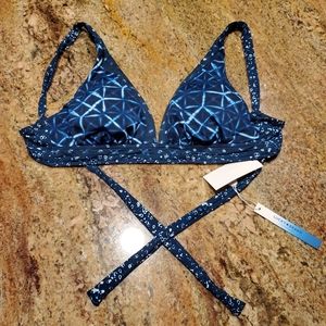 NWT Lucky Brand Blue Bikini Top Size Large